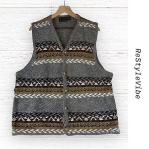 ETCHINGS Men’s Size XL Sweater Vest Wool Blend Button Front VINTAGE Cardigan